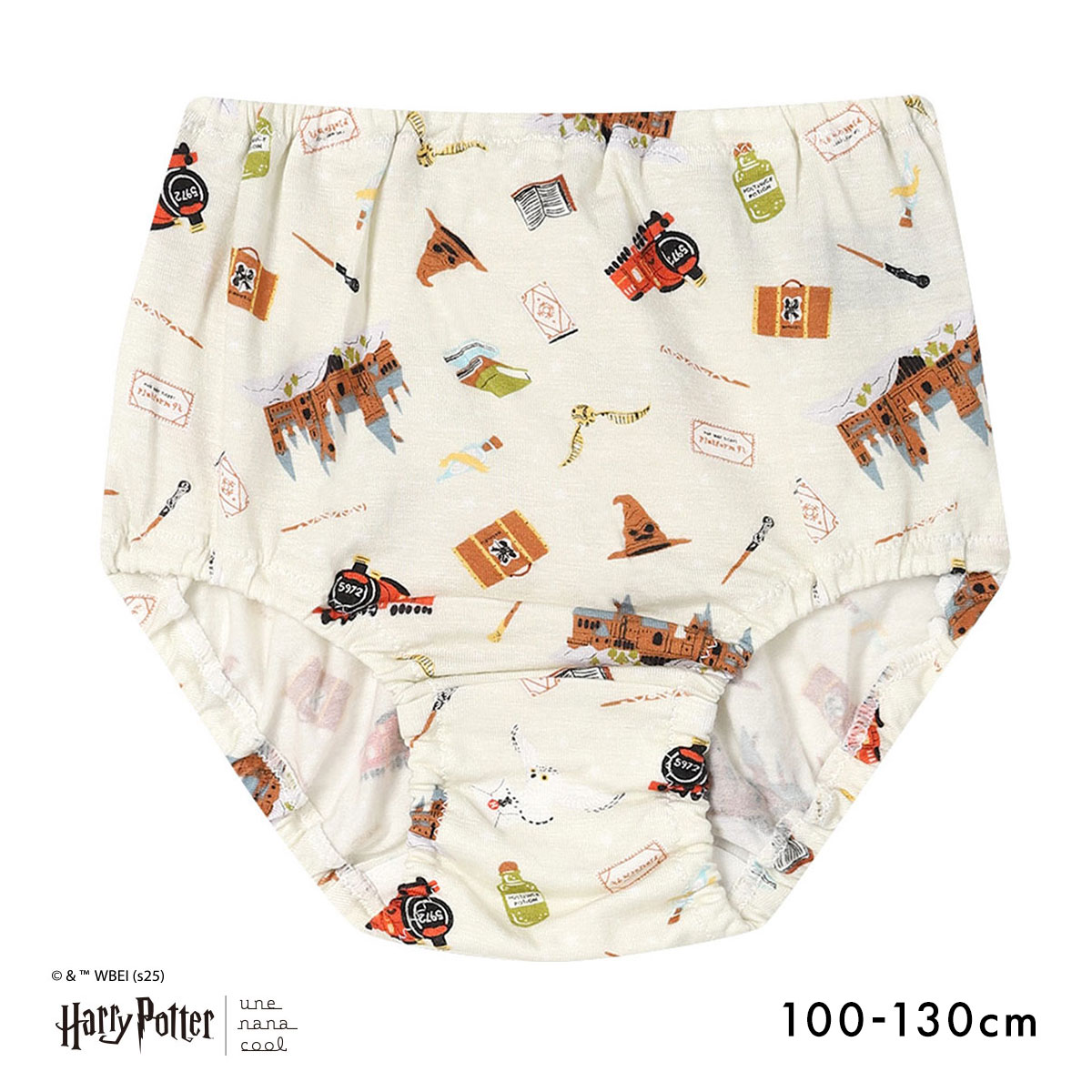 ウンナナクール Harry Potter × une nana cool キッズ ショーツ 女児ショーツ ハリー・ポッター(CR-クリーム-100)