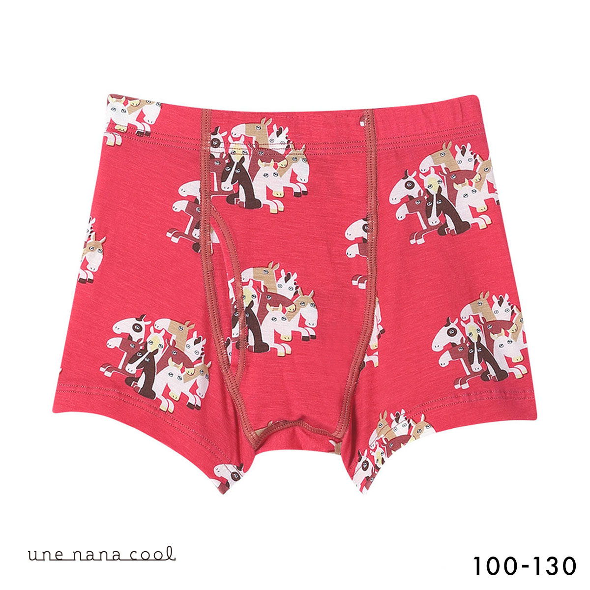 ウンナナクール 2026年お年賀「まるっとうまくいく」 男児 キッズ ボクサーパンツ une nana cool(RE-レッド-100)