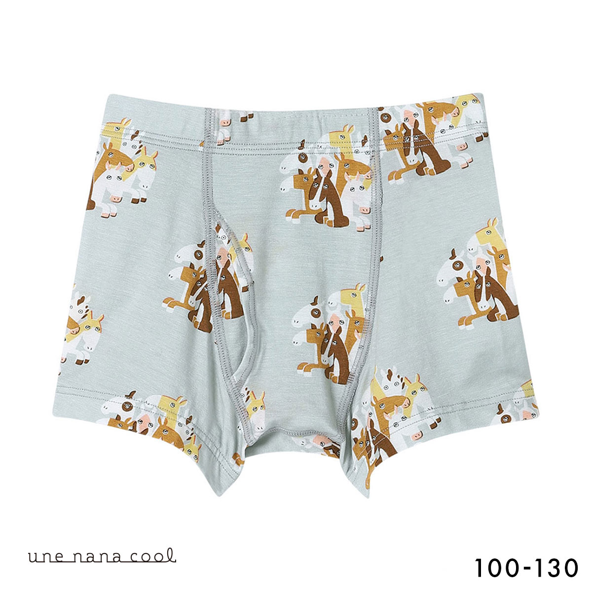 ウンナナクール 2026年お年賀「まるっとうまくいく」 男児 キッズ ボクサーパンツ une nana cool(GY-グレー-100)