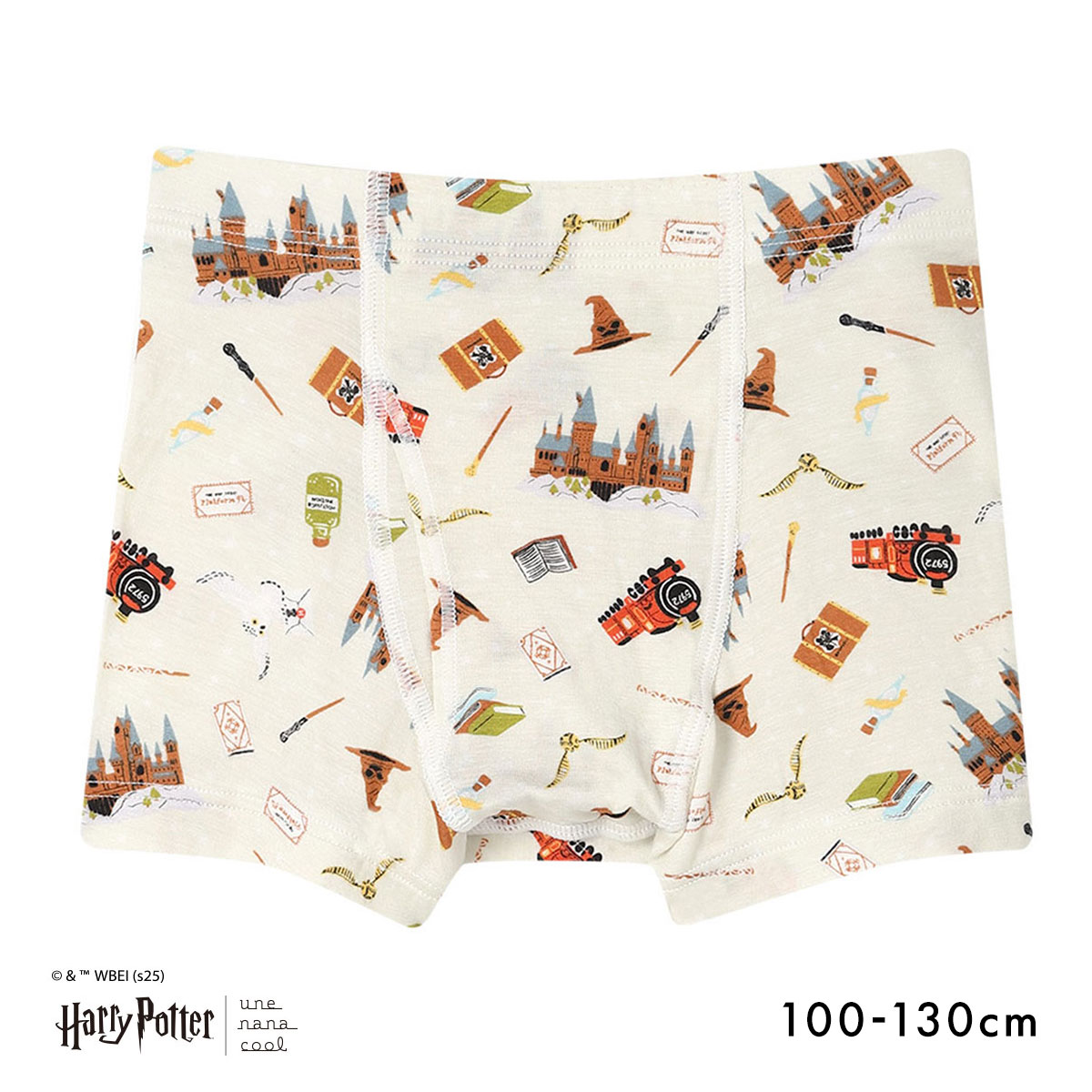 ウンナナクール Harry Potter × une nana cool 男児 キッズ ボクサーパンツ ハリー・ポッター(CR-クリーム-100)