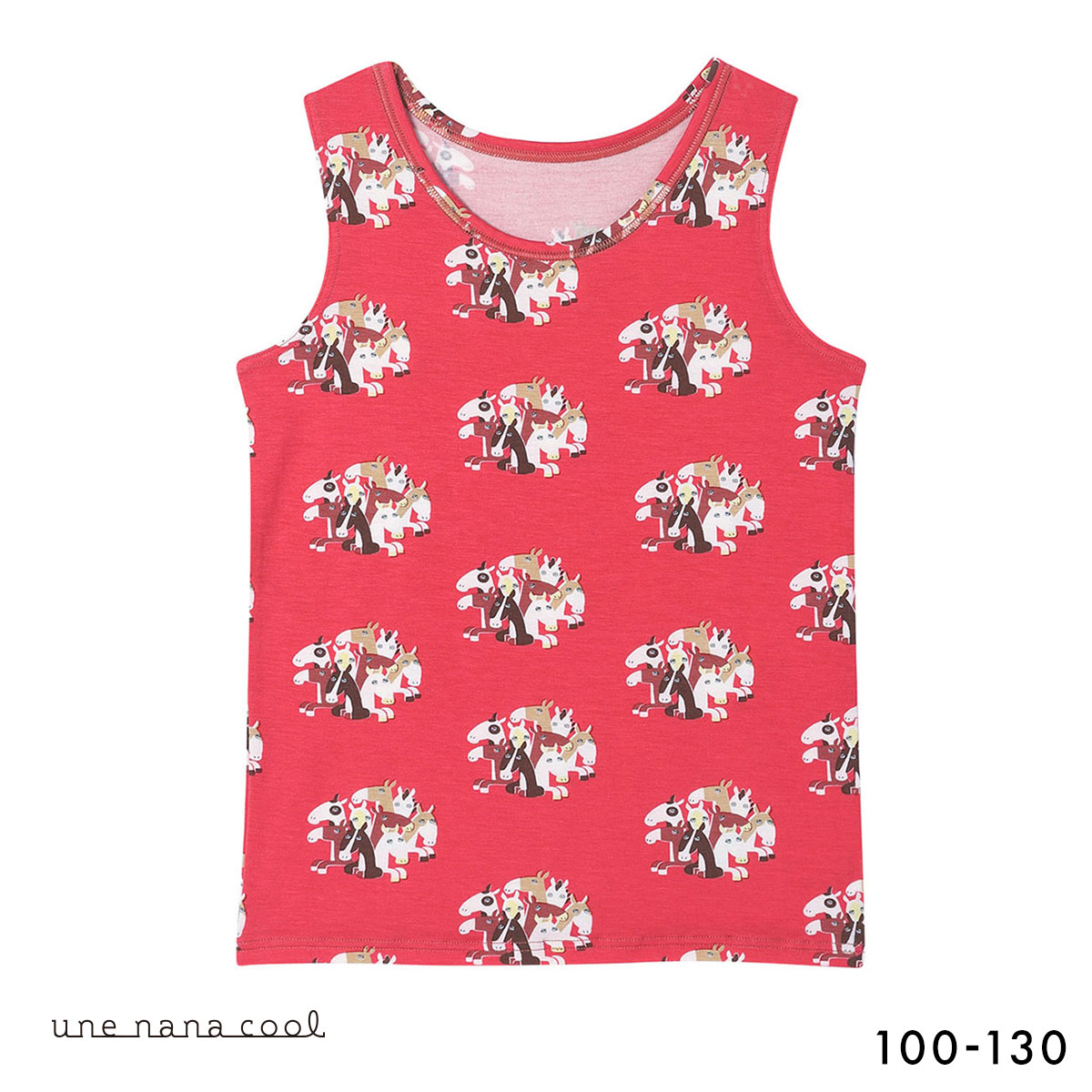 ウンナナクール 2026年お年賀「まるっとうまくいく」 キッズ ノースリーブ 男女児兼用トップ une nana cool(RE-レッド-100)