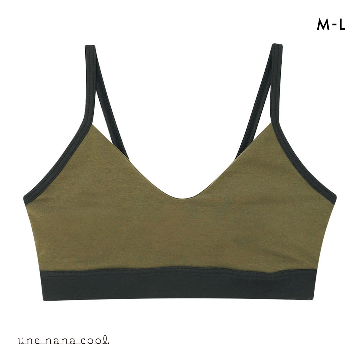 ウンナナクール une nana cool カラーブロッキング ノンワイヤー ブラジャー 単品(OV-オリーブ-M)