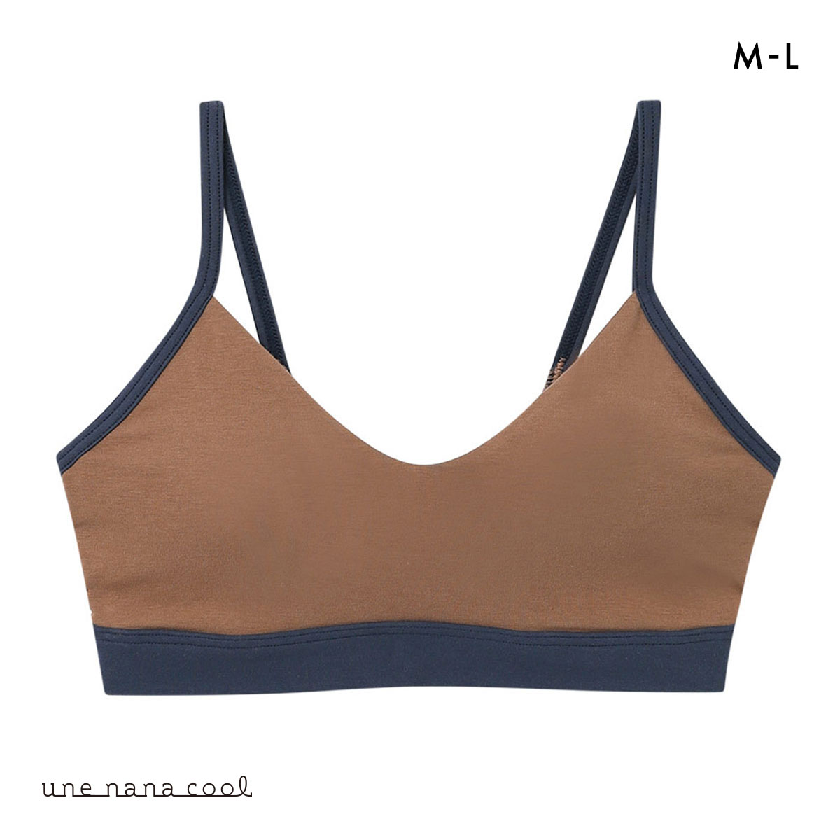 ウンナナクール une nana cool カラーブロッキング ノンワイヤー ブラジャー 単品(DBR-濃ブラウン-M)