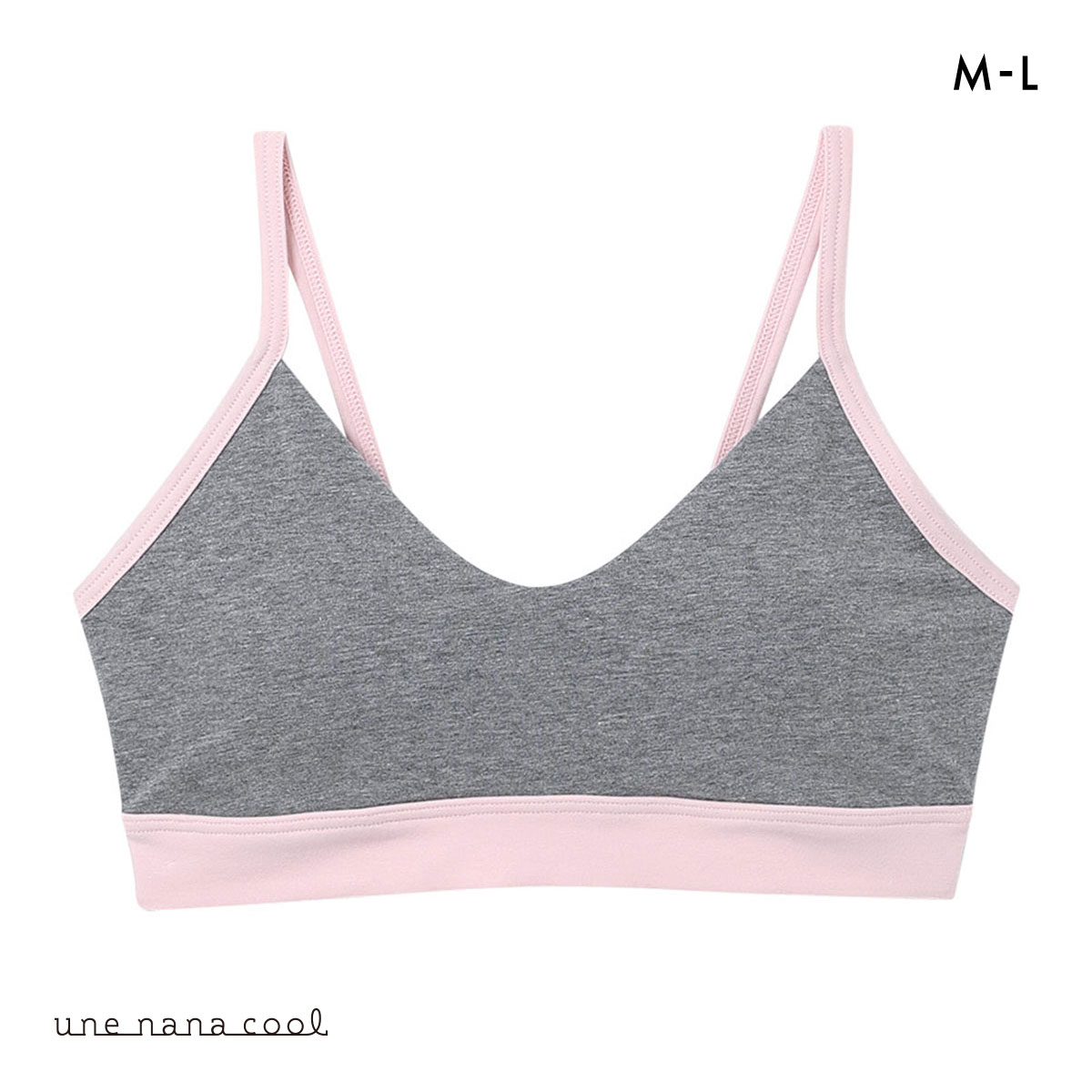 ウンナナクール une nana cool カラーブロッキング ノンワイヤー ブラジャー 単品(GY-グレー-M)