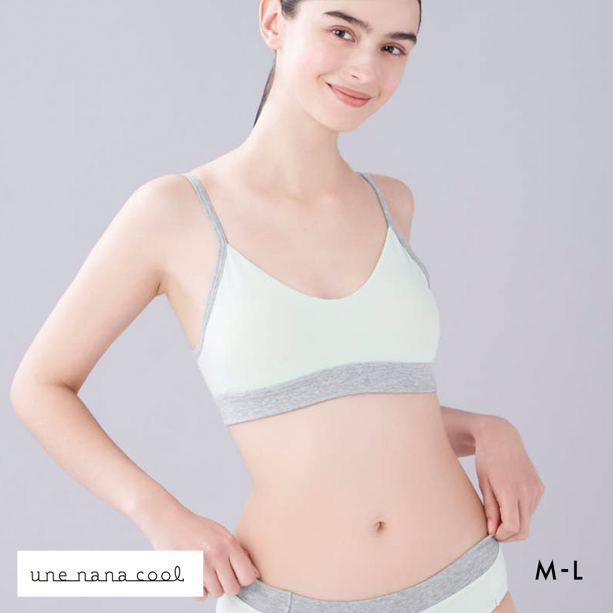 ウンナナクール une nana cool カラーブロッキング ノンワイヤー ブラジャー 単品(ME-メロン-M)
