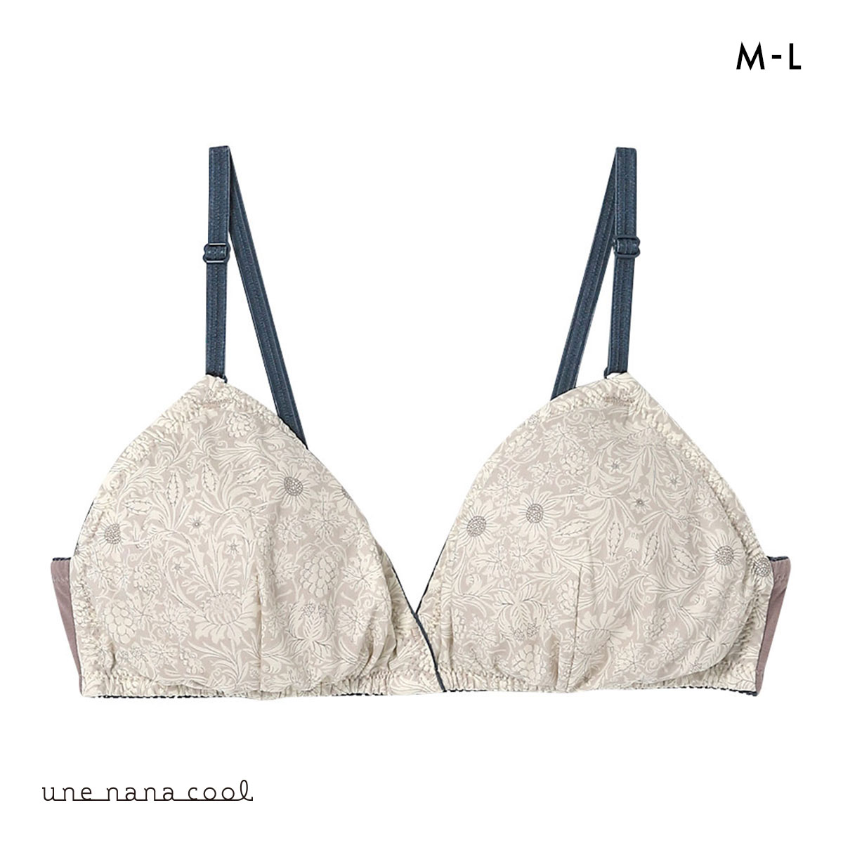 ウンナナクール une nana cool 綿混 三角ノンワイヤーブラ MADE WITH LIBERTY FABRIC 単品(GY-グレー-M)