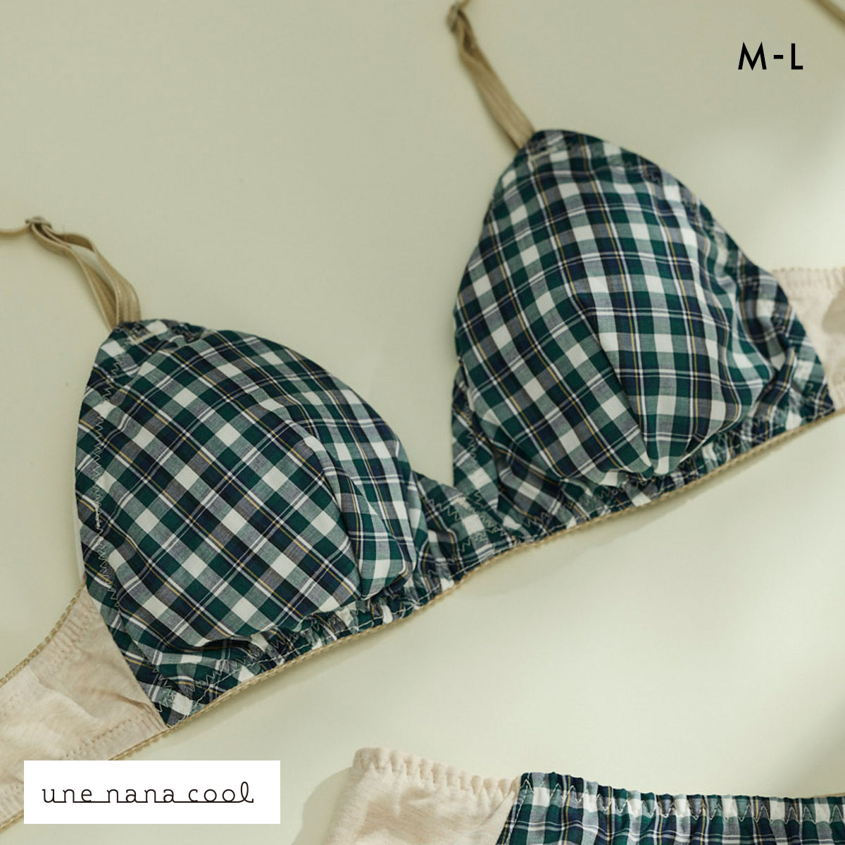 ウンナナクール une nana cool 綿混 三角ノンワイヤーブラ MADE WITH LIBERTY FABRIC 単品(GR-グリーン-M)