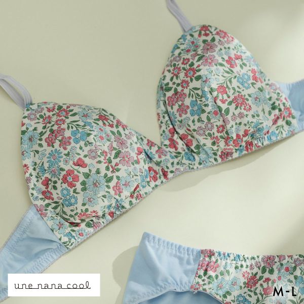 ウンナナクール une nana cool 綿混 三角ノンワイヤーブラ MADE WITH LIBERTY FABRIC 単品
