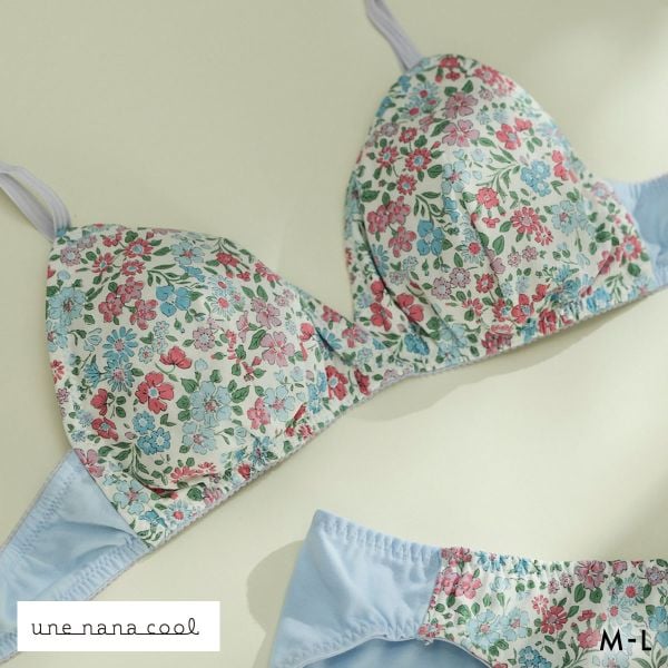 ウンナナクール une nana cool 綿混 三角ノンワイヤーブラ MADE WITH LIBERTY FABRIC 単品