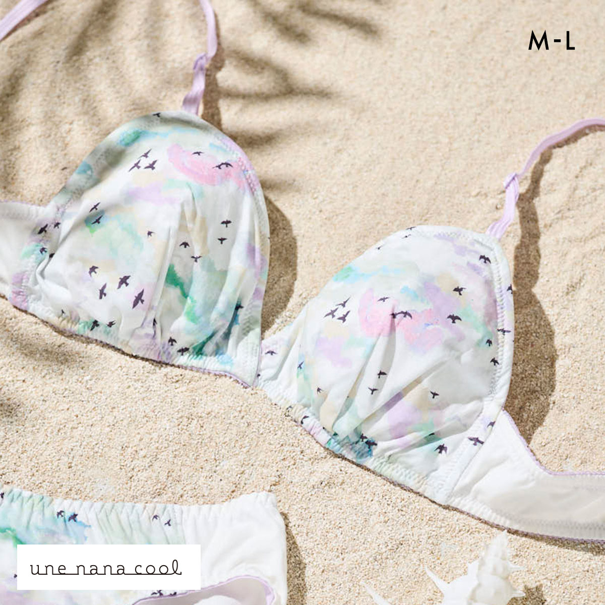 ウンナナクール une nana cool 綿混 三角ノンワイヤーブラ MADE WITH LIBERTY FABRIC 単品(PU-パープル-M)