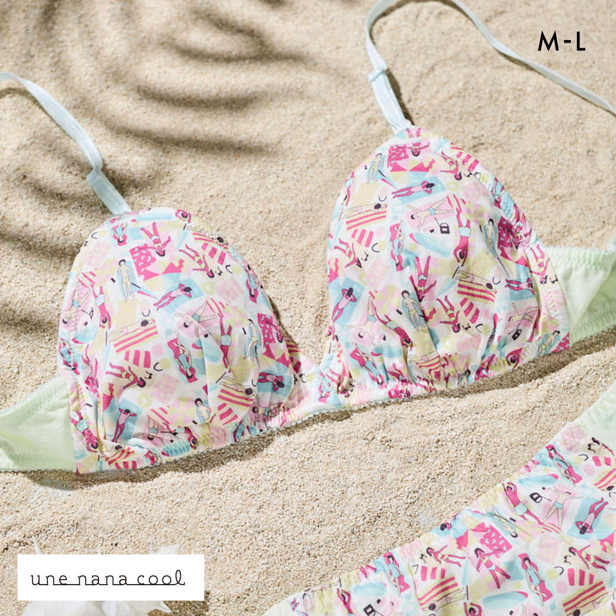 ウンナナクール une nana cool 綿混 三角ノンワイヤーブラ MADE WITH LIBERTY FABRIC 単品(RP-ロマンピンク-M)