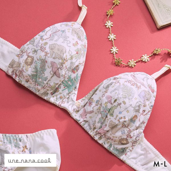 ウンナナクール une nana cool 綿混 三角ノンワイヤーブラ MADE WITH LIBERTY FABRIC 単品