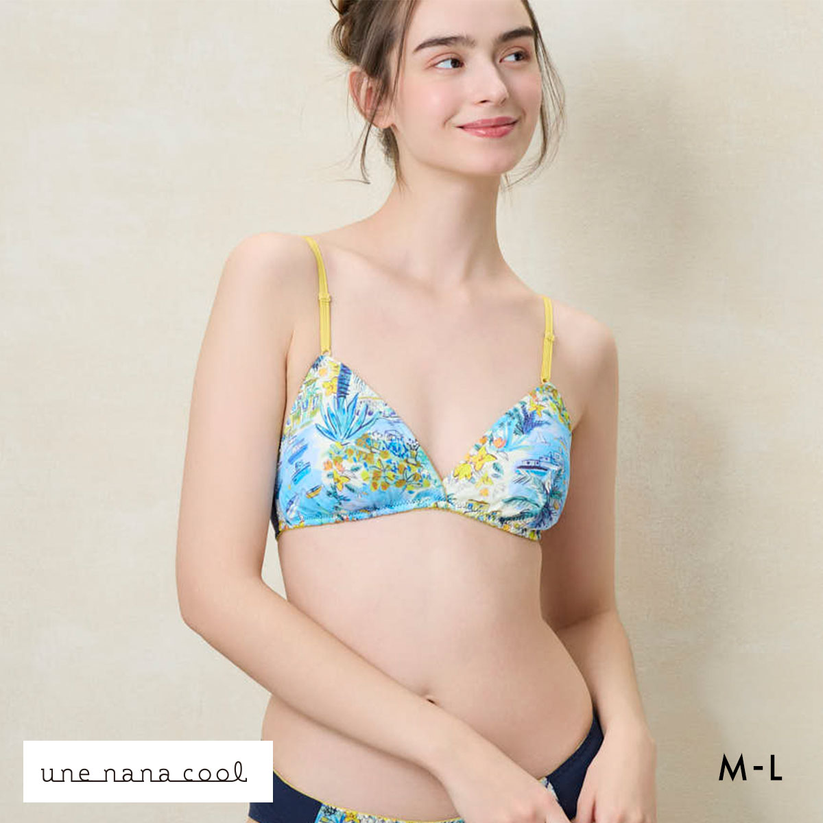 ウンナナクール une nana cool 綿混 三角ノンワイヤーブラ MADE WITH LIBERTY FABRIC 単品