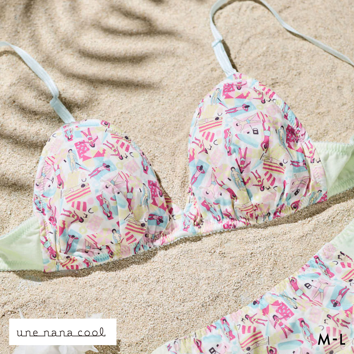 ウンナナクール une nana cool 綿混 三角ノンワイヤーブラ MADE WITH LIBERTY FABRIC(RP-ロマンピンク-M)