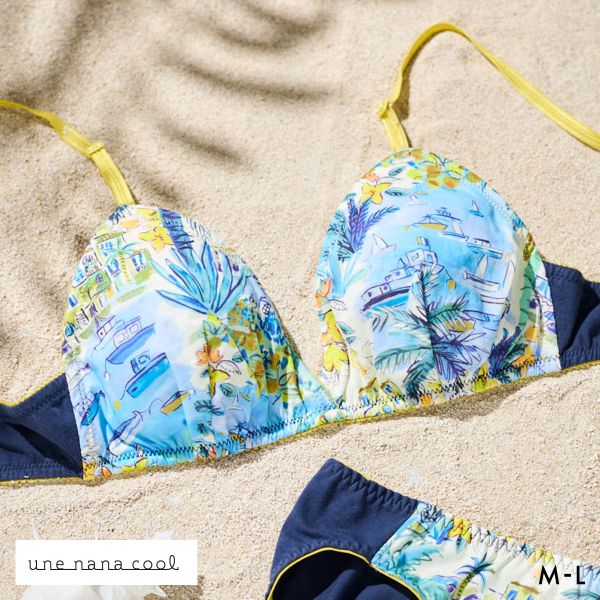 ウンナナクール une nana cool 綿混 三角ノンワイヤーブラ MADE WITH LIBERTY FABRIC