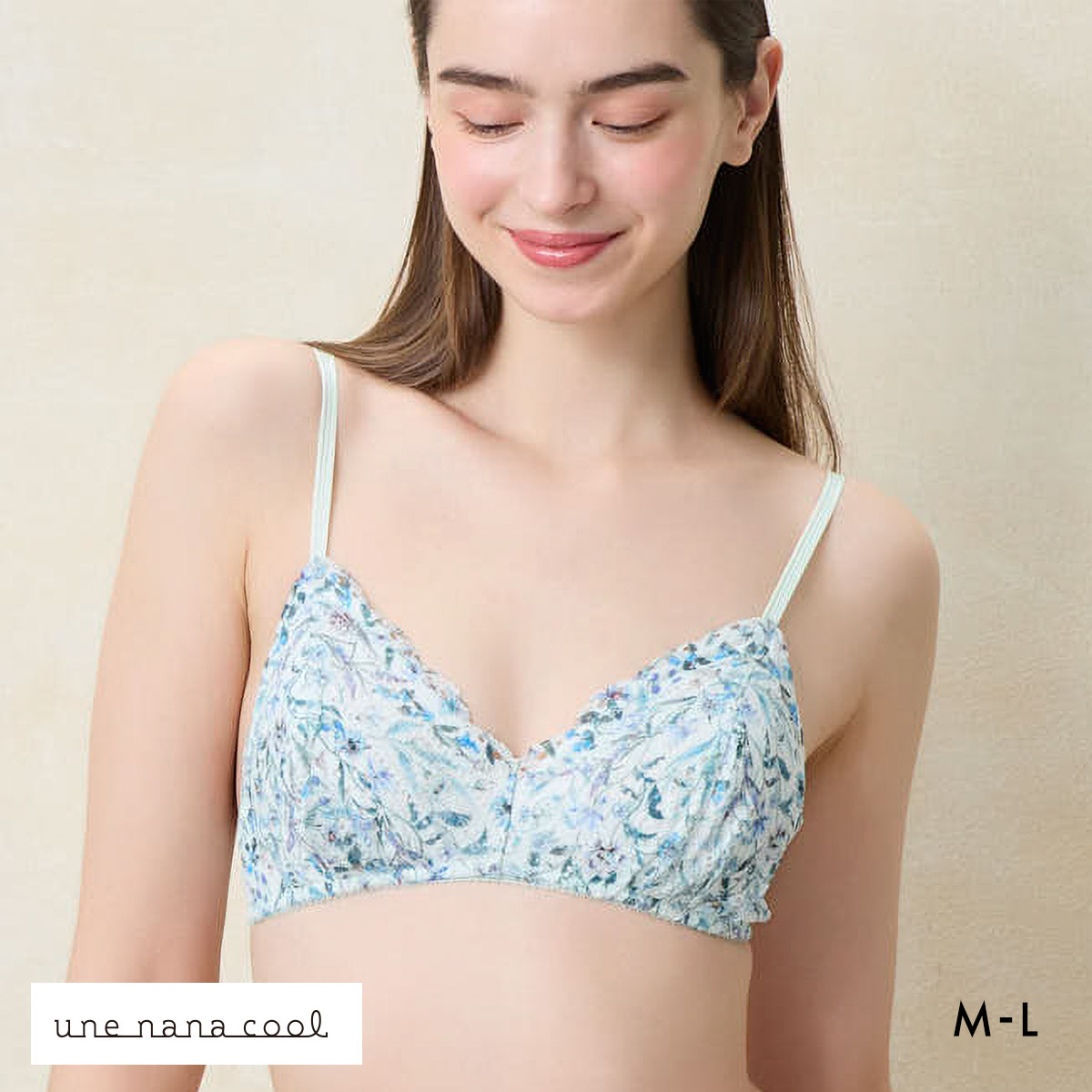 ウンナナクール MADE WITH LIBERTY FABRIC 三角レース ノンワイヤーブラ une nana cool(MI-ミント-M)