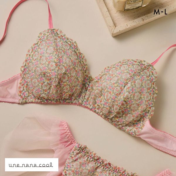 ウンナナクール MADE WITH LIBERTY FABRIC 三角レース ノンワイヤーブラ une nana cool