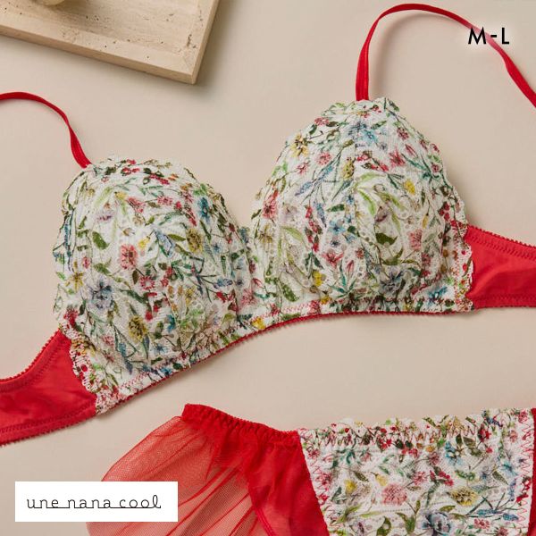 ウンナナクール MADE WITH LIBERTY FABRIC 三角レース ノンワイヤーブラ une nana cool
