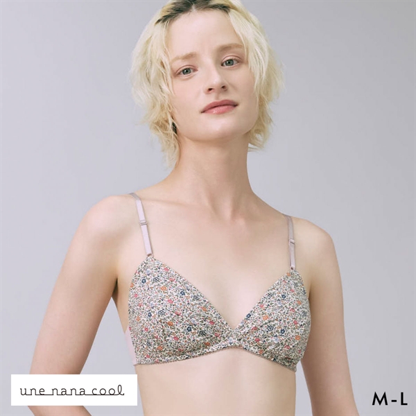 ウンナナクール 綿混 三角ノンワイヤーブラ MADE WITH LIBERTY FABRIC 単品 une nana cool