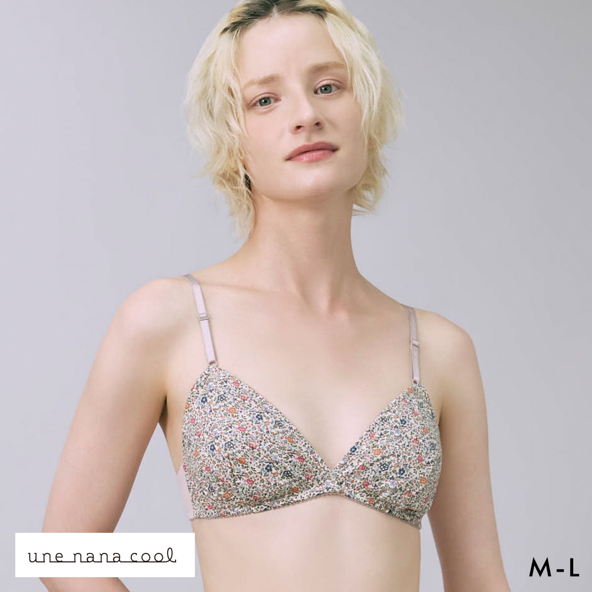 ウンナナクール 綿混 三角ノンワイヤーブラ MADE WITH LIBERTY FABRIC 単品 une nana cool
