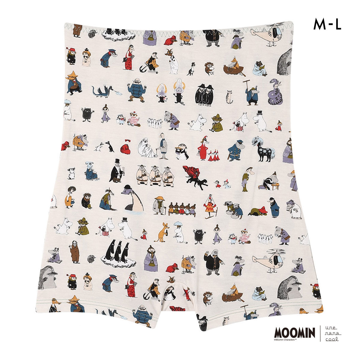 ウンナナクール MOOMIN × une nana cool ボーイレングスショーツ ハラマキ付きショーツ ムーミン(CR-クリーム-M)