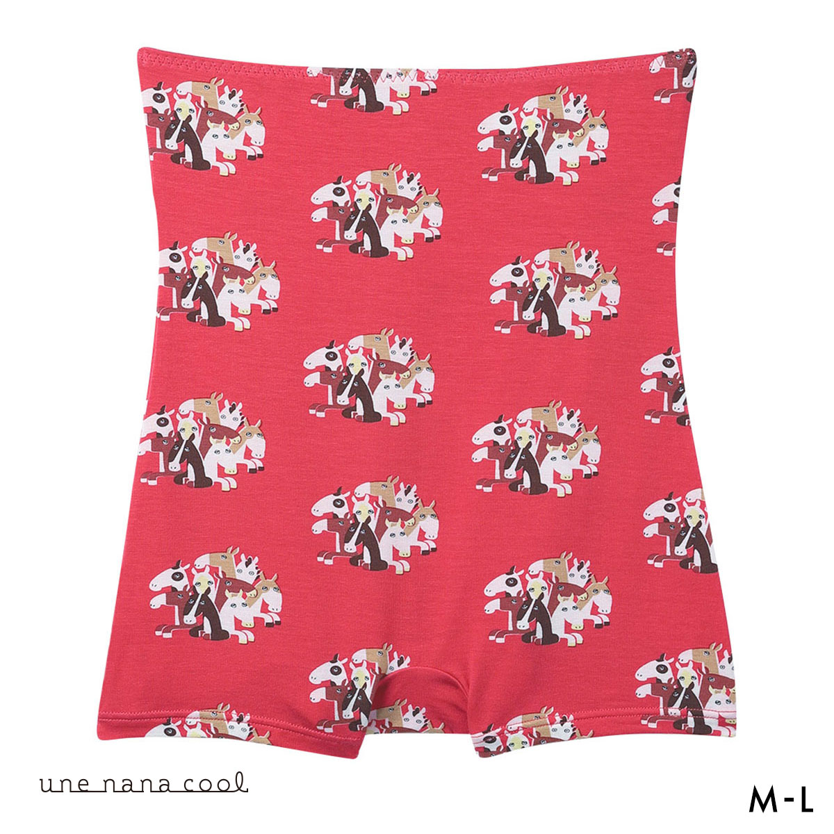 ウンナナクール 2026年お年賀「まるっとうまくいく」 ボーイレングスショーツ ハラマキ付きショーツ une nana cool(RE-レッド-M)