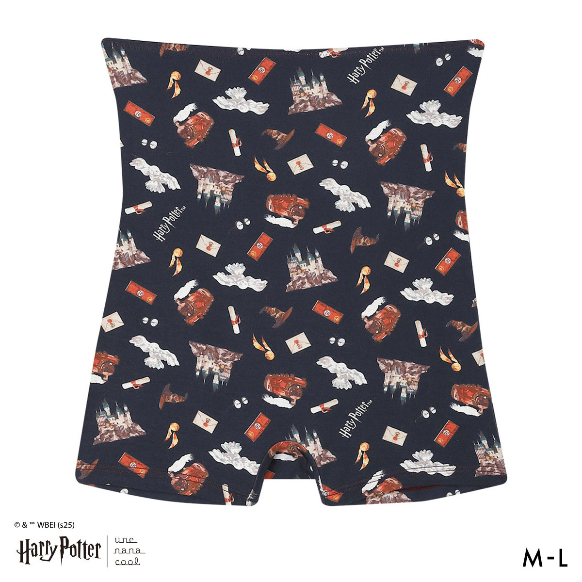 ハリー・ポッター × ウンナナクール Harry Potter ボーイレングスショーツ ハラマキ付きショーツ une nana cool(NV-ネイビー-M)