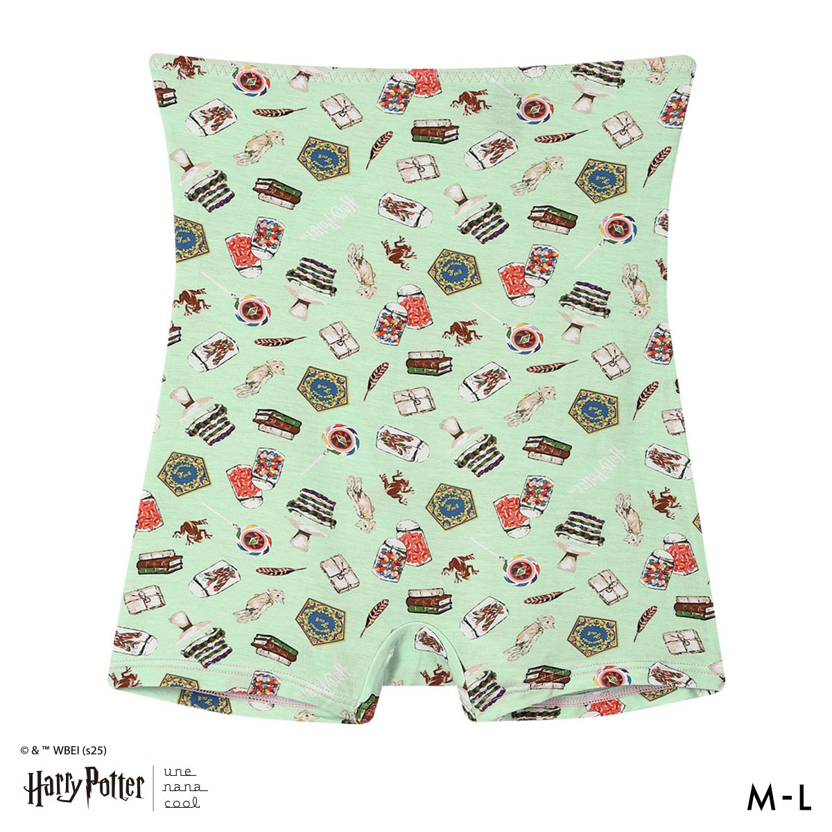 ハリー・ポッター × ウンナナクール Harry Potter ボーイレングスショーツ ハラマキ付きショーツ une nana cool(LGR-薄グリーン-M)