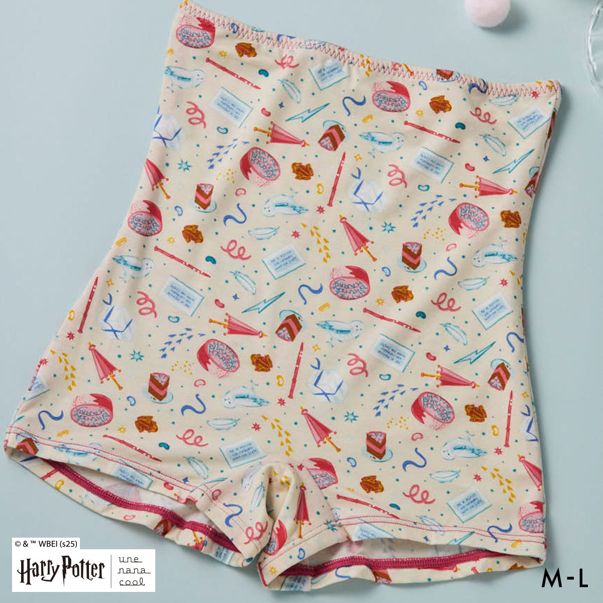 ハリー・ポッター × ウンナナクール Harry Potter ボーイレングスショーツ ハラマキ付きショーツ une nana cool(CR-クリーム-M)