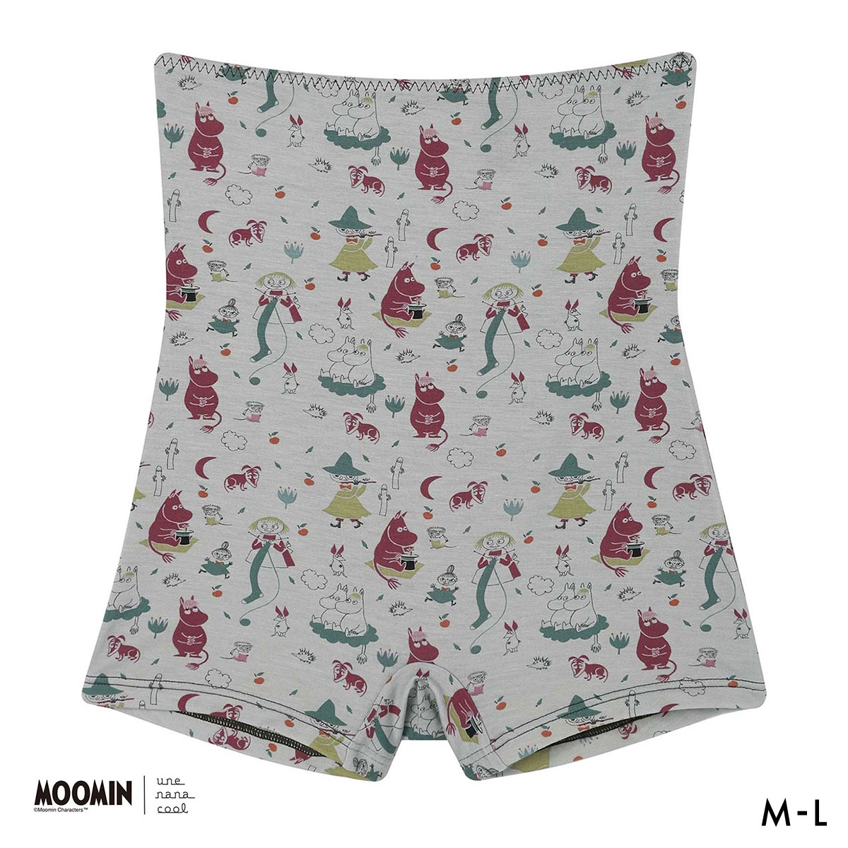 ウンナナクール MOOMIN × une nana cool ボーイレングスショーツ ハラマキ付きショーツ ムーミン(OV-オリーブ-M)