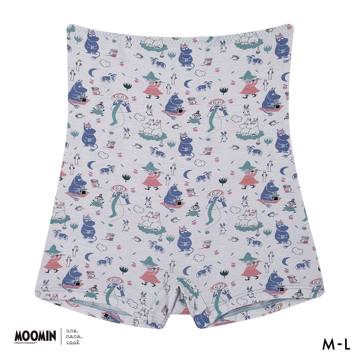 ウンナナクール MOOMIN × une nana cool ボーイレングスショーツ ハラマキ付きショーツ ムーミン(SX-サックス-M)