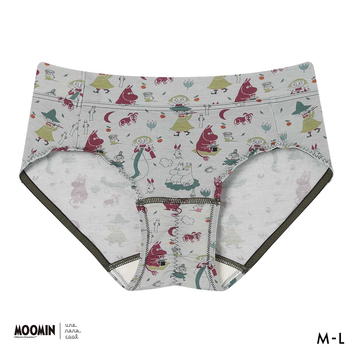 ウンナナクール MOOMIN × une nana cool サニタリーショーツ ムーミン 羽付きナプキン対応(OV-オリーブ-M)