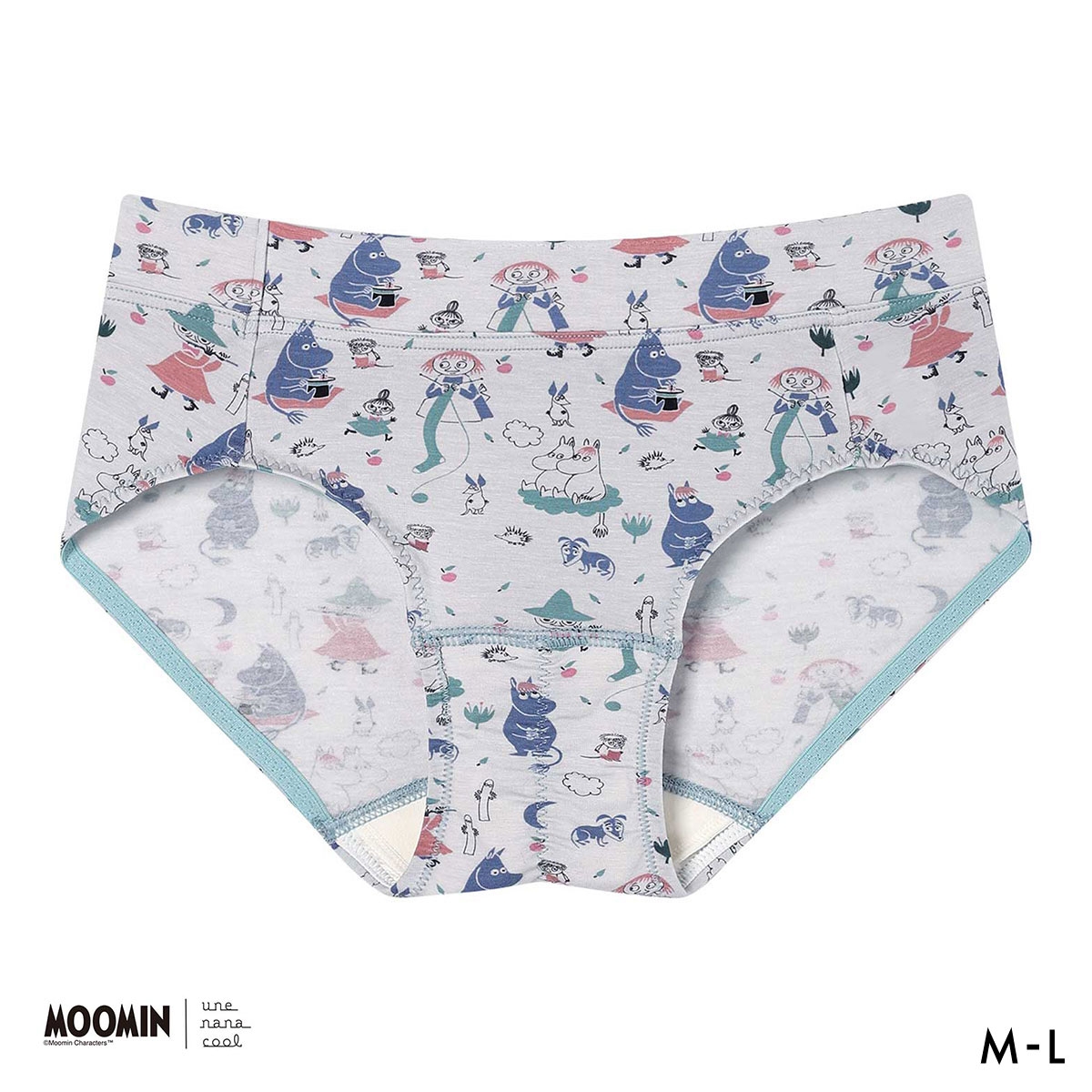 ウンナナクール MOOMIN × une nana cool サニタリーショーツ ムーミン 羽付きナプキン対応(SX-サックス-M)