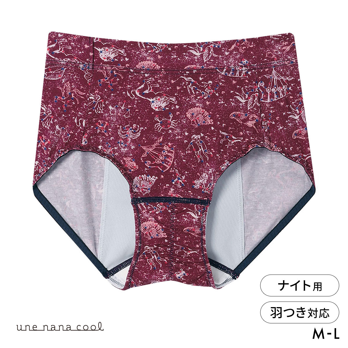ウンナナクール une nana cool MADE WITH LIBERTY. FABRIC ナイト用 サニタリーショーツ 単品(WI-ワイン-M)