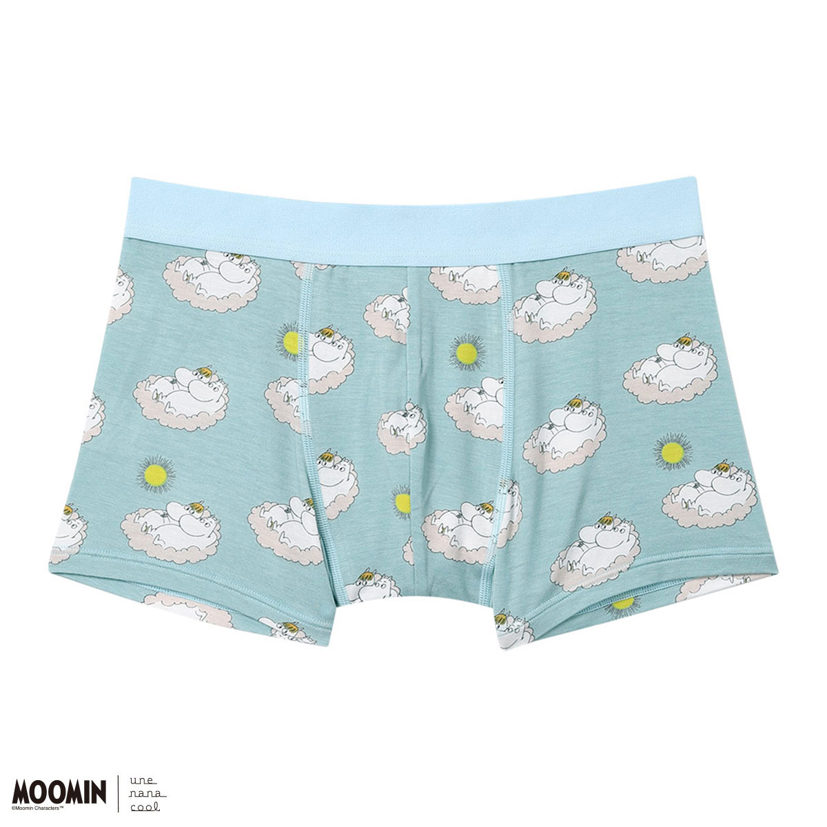 ウンナナクール MOOMIN × une nana cool メンズボクサーパンツ ムーミン 前閉じ(BU-ブルー-M)