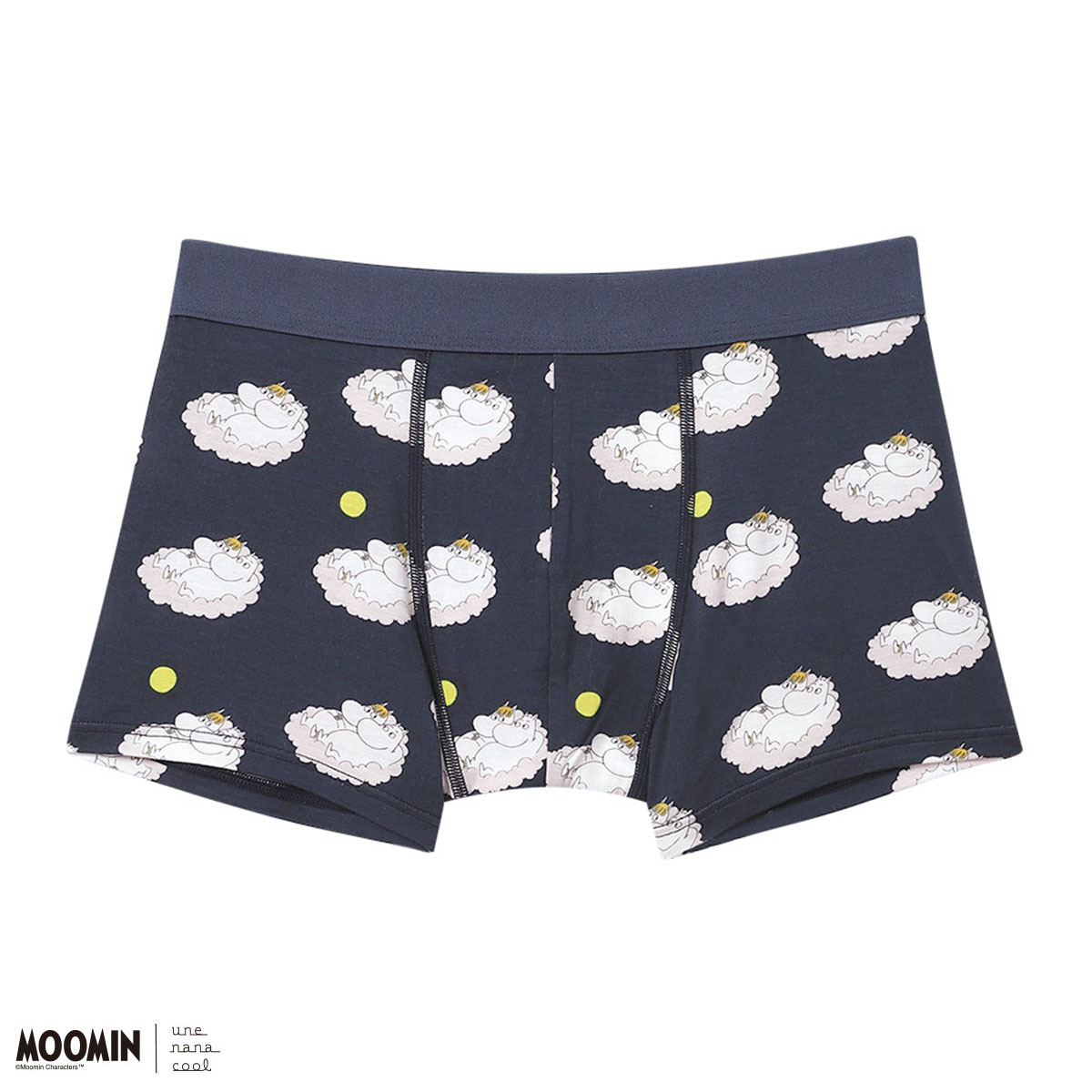 ウンナナクール MOOMIN × une nana cool メンズボクサーパンツ ムーミン 前閉じ(NV-ネイビー-M)