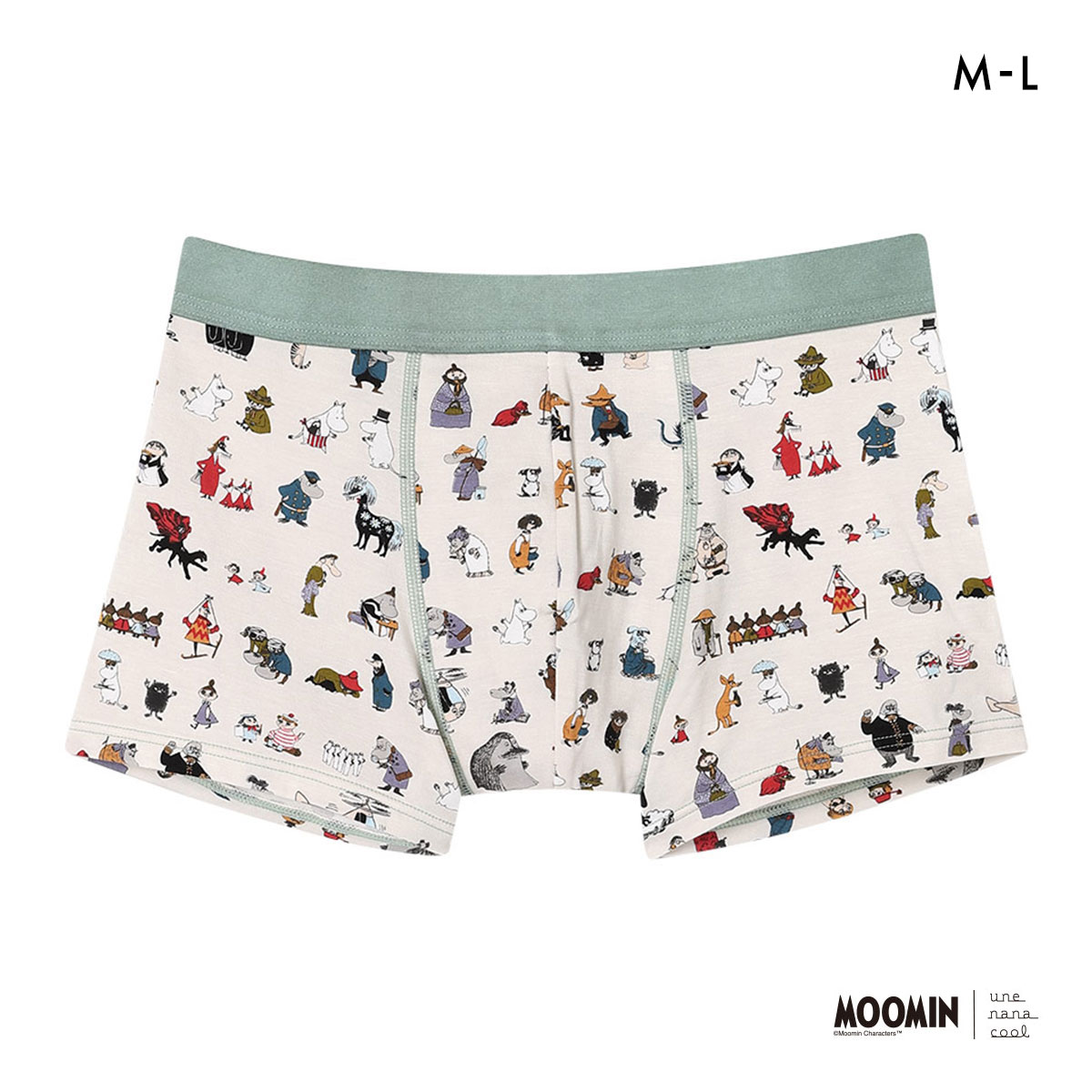 ウンナナクール MOOMIN × une nana cool メンズボクサーパンツ ムーミン 前閉じ(CR-クリーム-M)