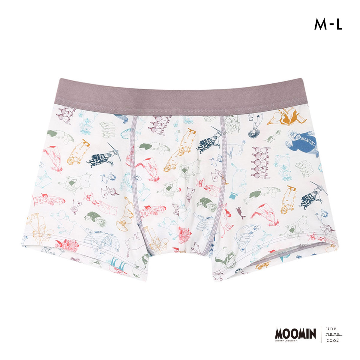 ウンナナクール MOOMIN × une nana cool メンズボクサーパンツ ムーミン 前閉じ(IV-アイボリー-M)