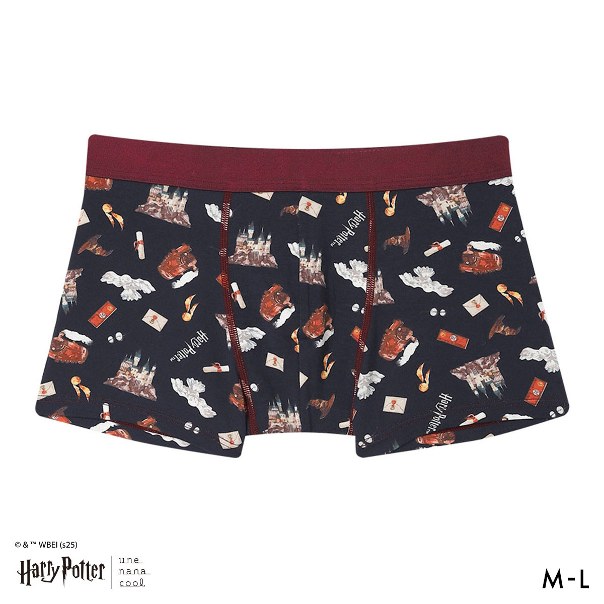 ハリー・ポッター × ウンナナクール Harry Potter メンズボクサーパンツ une nana cool(NV-ネイビー-M)