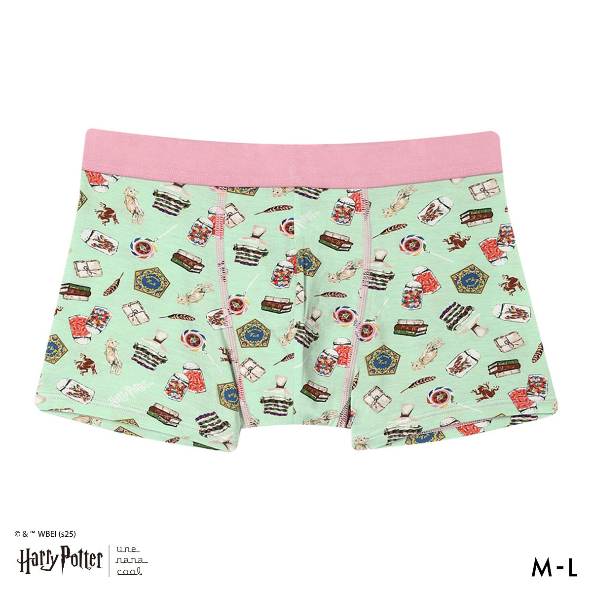 ハリー・ポッター × ウンナナクール Harry Potter メンズボクサーパンツ une nana cool(LGR-薄グリーン-M)