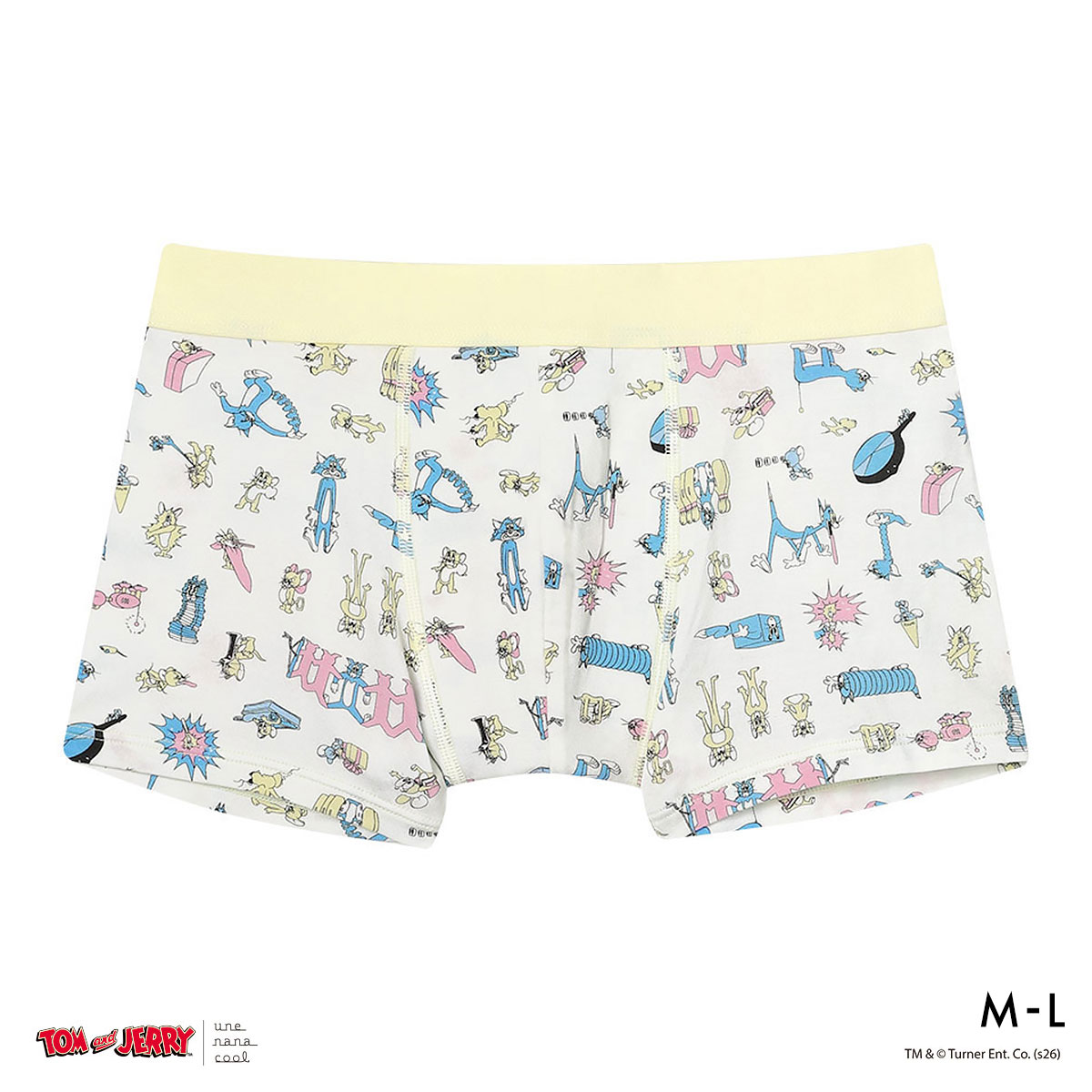 ウンナナクール トムとジェリー × une nana cool メンズボクサーパンツ 前閉じ(IV-アイボリー-M)