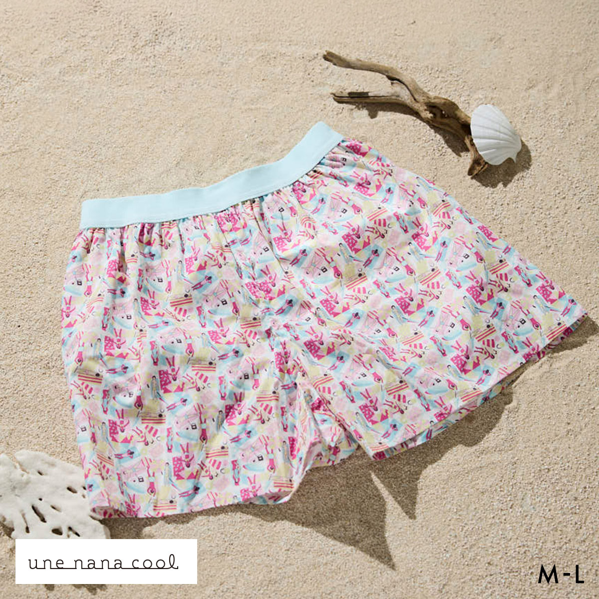 ウンナナクール MADE WITH LIBERTY. FABRIC メンズパンツ トランクス 前閉じ une nana cool(RP-ロマンピンク-M)