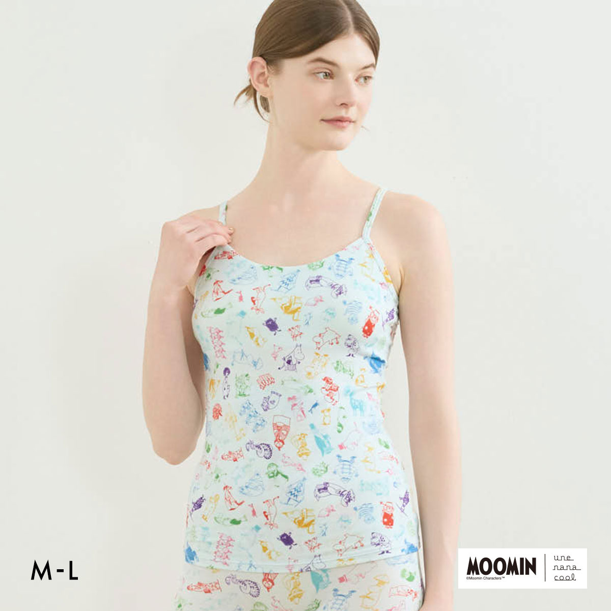 ウンナナクール MOOMIN × une nana cool カップ付きインナー キャミソール ムーミン(TU-ターコイズ-M)