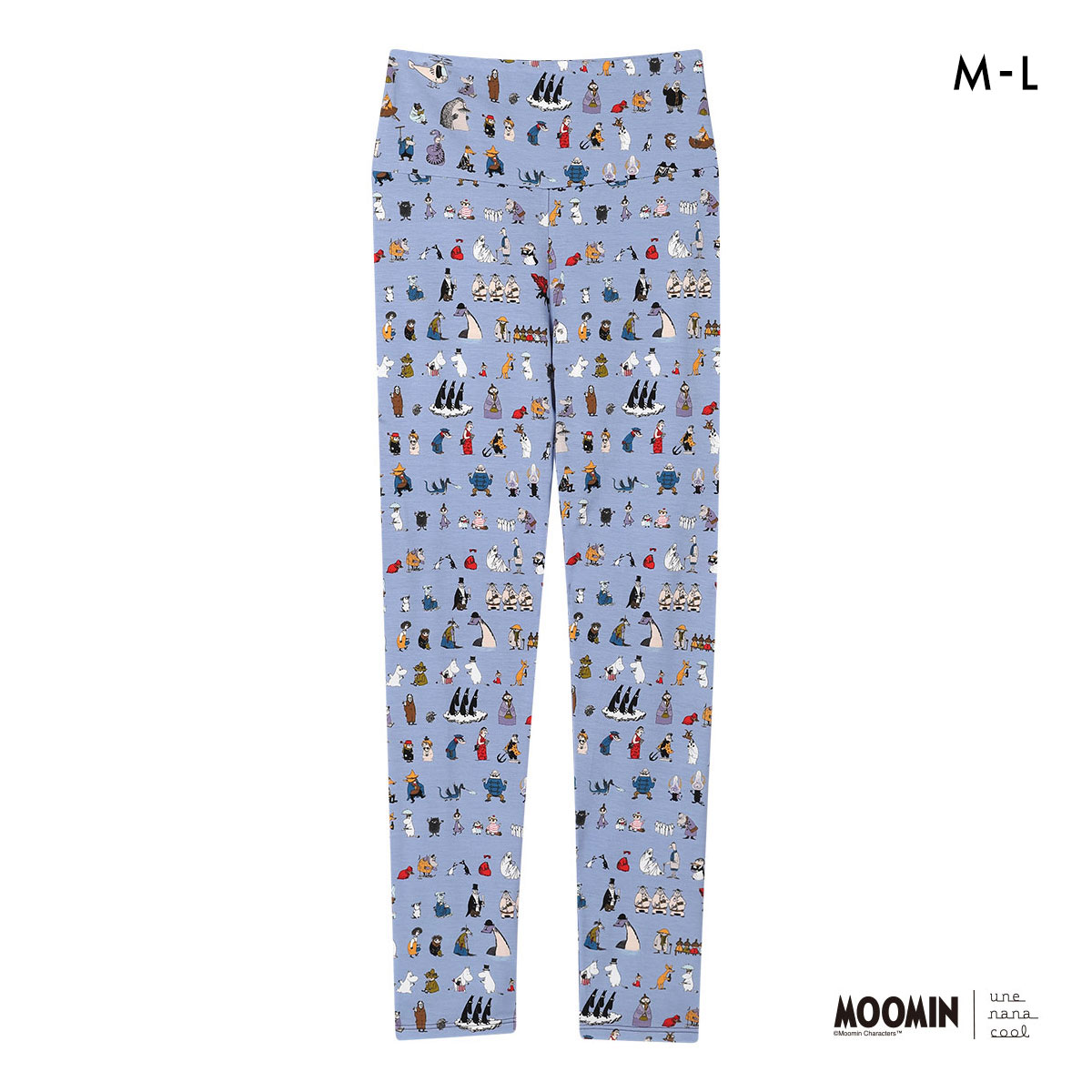 ウンナナクール MOOMIN × une nana cool ハラマキ付きレギンス ボトムス 足首丈 ムーミン(SX-サックス-M)