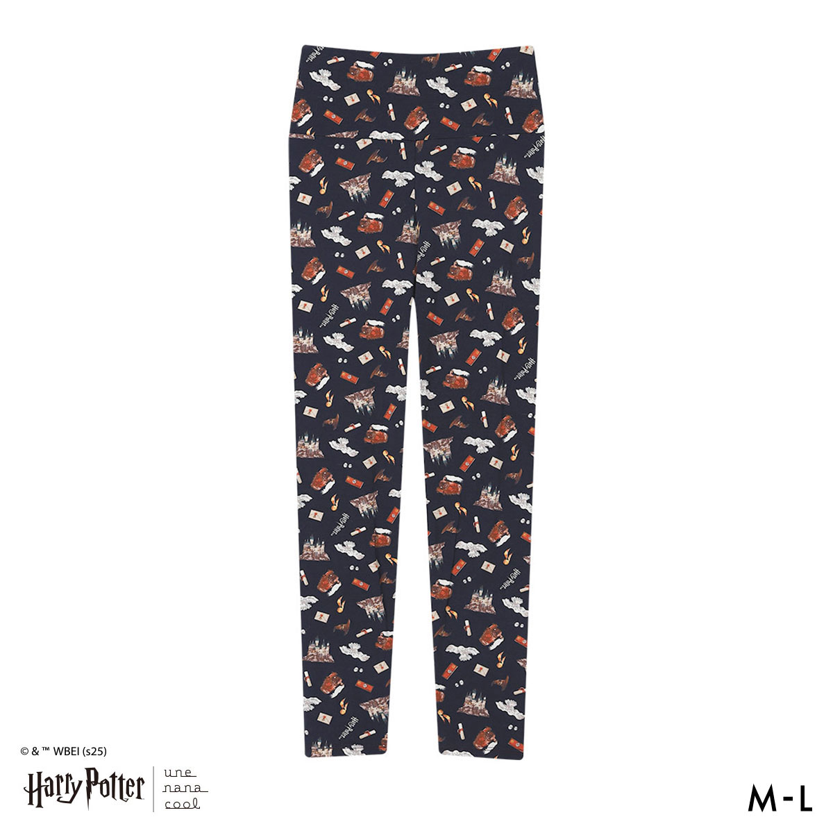 ハリー・ポッター × ウンナナクール Harry Potter ハラマキ付きレギンス ボトムス 足首丈 une nana cool(NV-ネイビー-M)