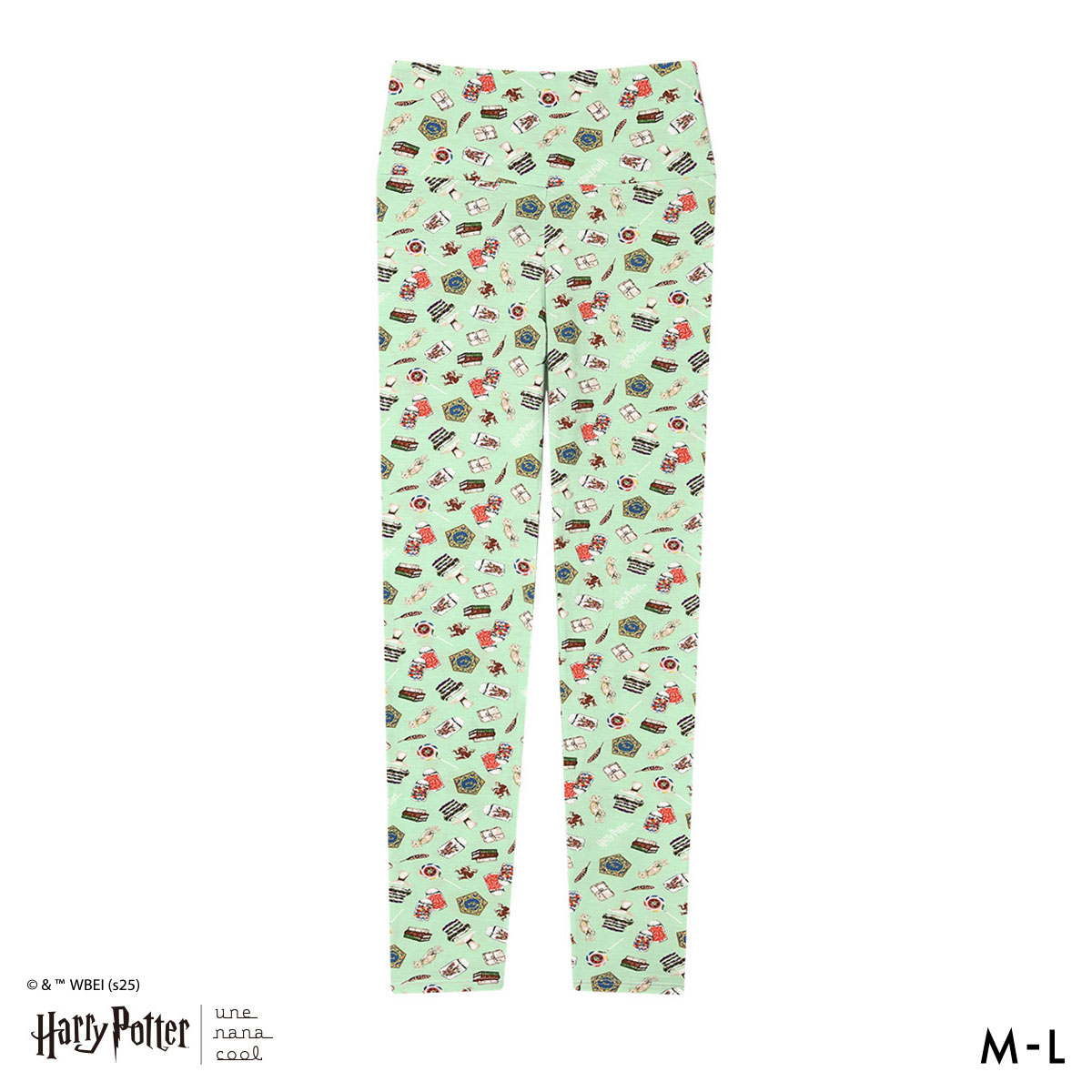 ハリー・ポッター × ウンナナクール Harry Potter ハラマキ付きレギンス ボトムス 足首丈 une nana cool(LGR-薄グリーン-M)