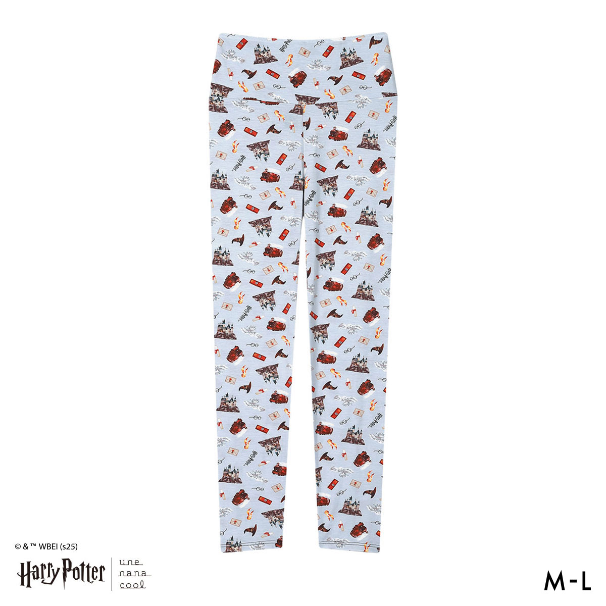 ハリー・ポッター × ウンナナクール Harry Potter ハラマキ付きレギンス ボトムス 足首丈 une nana cool(LBU-薄ブルー-M)