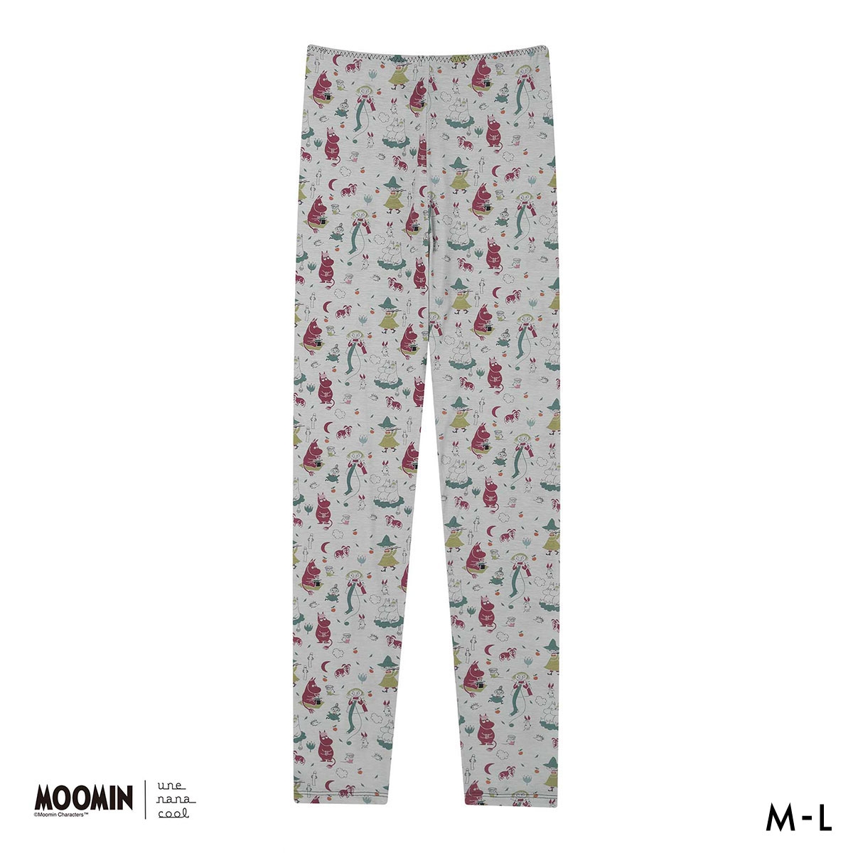 ウンナナクール MOOMIN × une nana cool ハラマキ付きレギンス ボトムス 足首丈 ムーミン(OV-オリーブ-M)