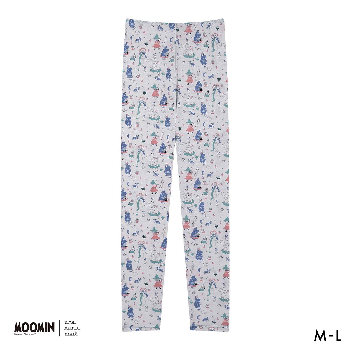 ウンナナクール MOOMIN × une nana cool ハラマキ付きレギンス ボトムス 足首丈 ムーミン(SX-サックス-M)