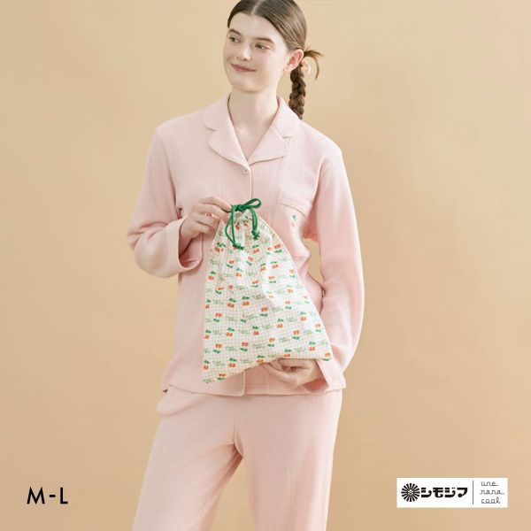 ウンナナクール une nana cool 綿100％ 開襟ワッフルパジャマ パジャマ MADE WITH シモジマ ルームウェア 上下セット 長袖 レディース